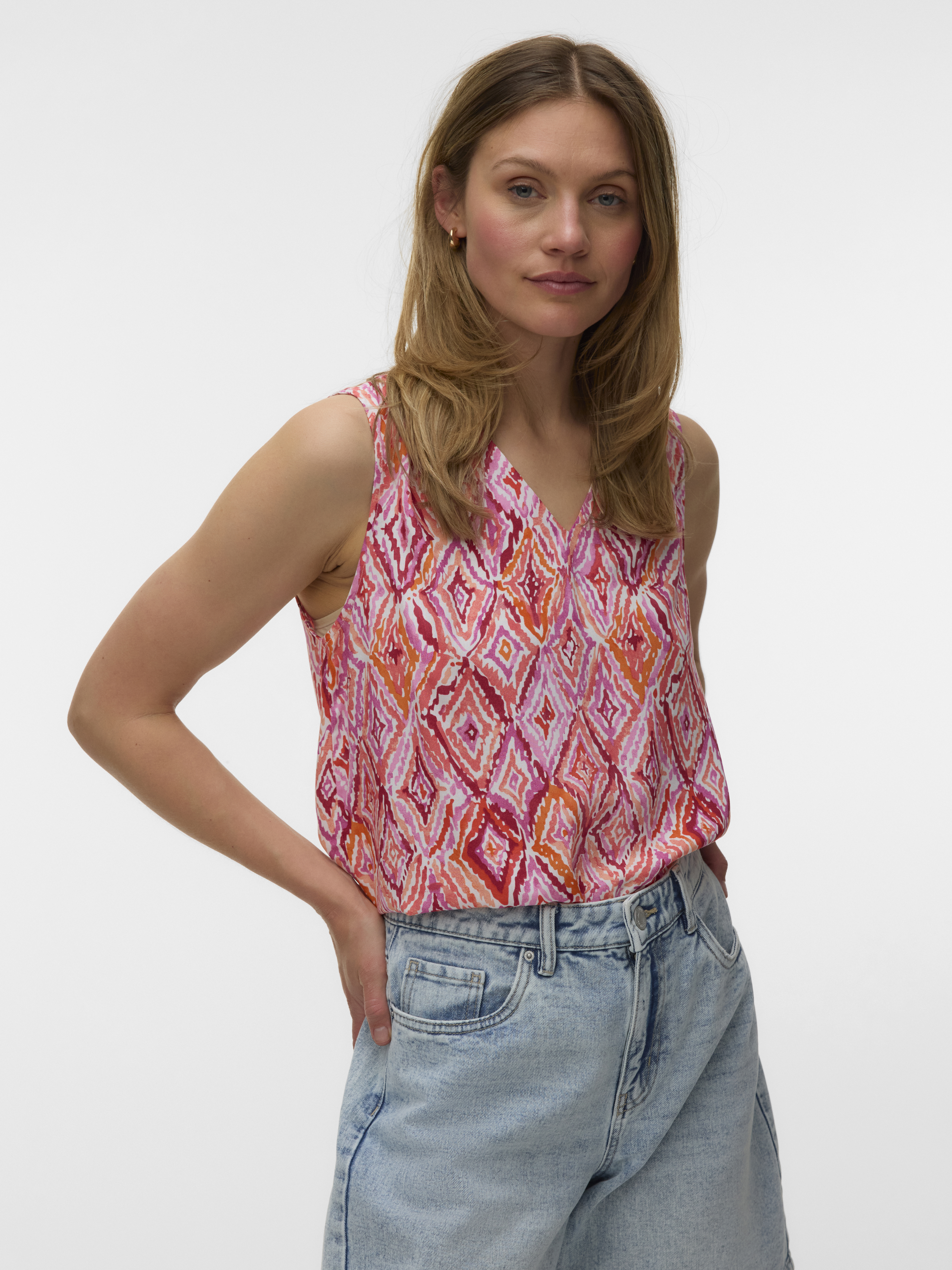 VMEASY JOY S/L V-NECK TOP WVN GA