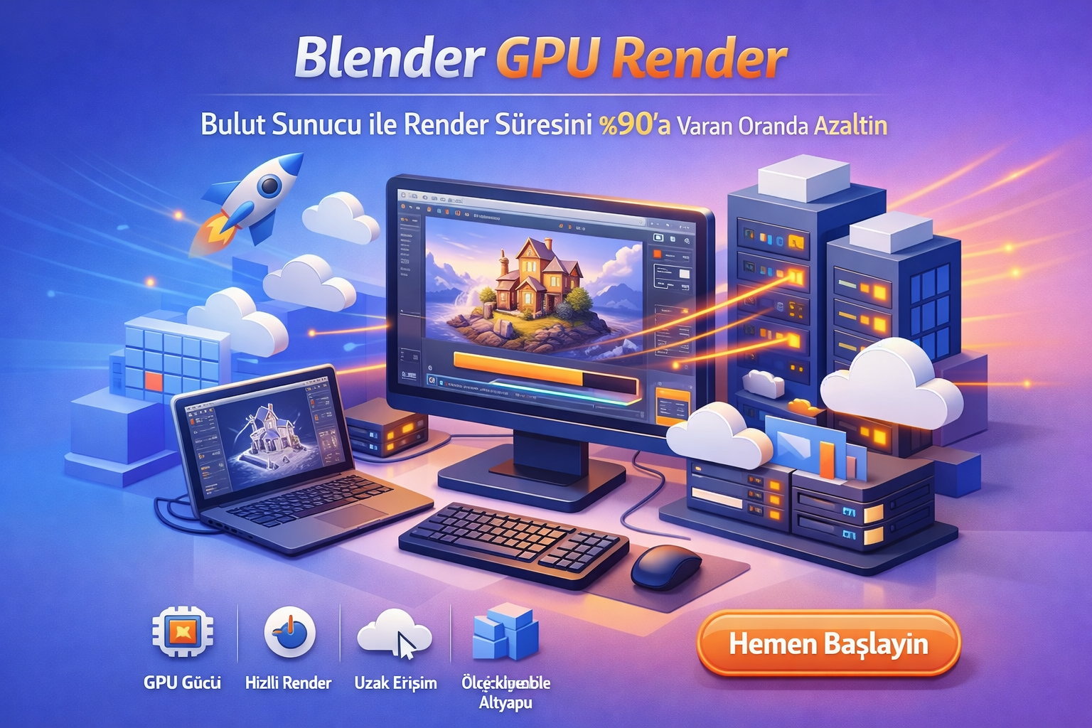 Blender GPU Render: Bulut Sunucu ile Render Süresini %90 Azaltın