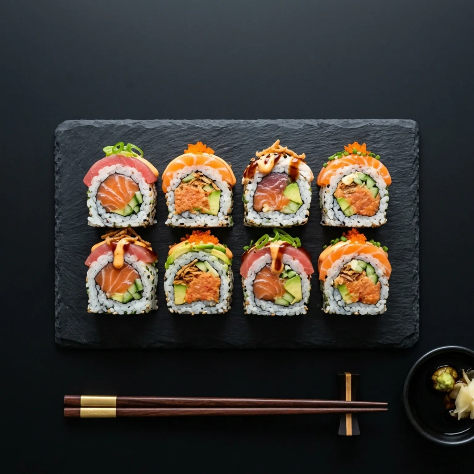 8 pieces of premium Inside Out Speciality sushi rolls