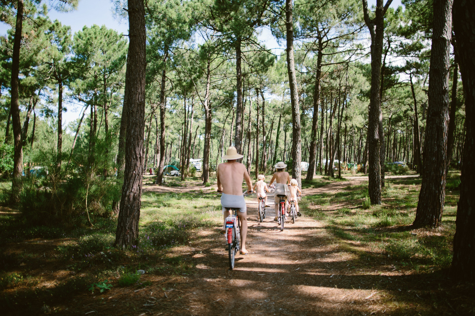 Cycling path through the pine forest at Euronat