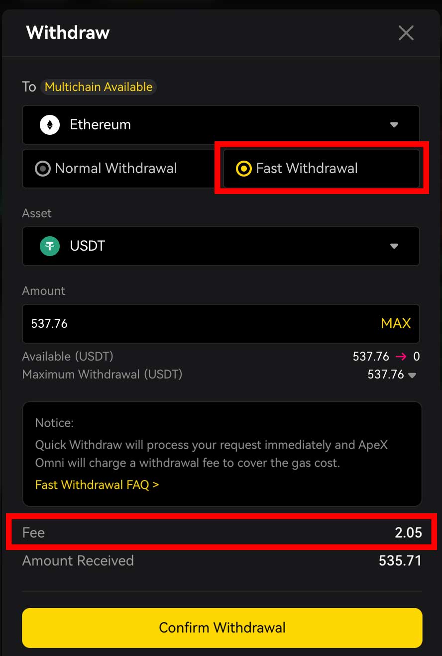 Apex Omni Fast Withdrawal