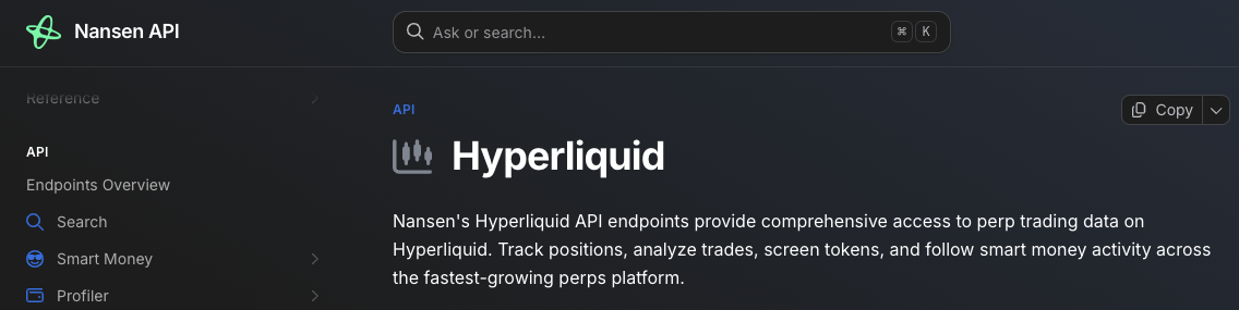 Nansen Hyperliquid API