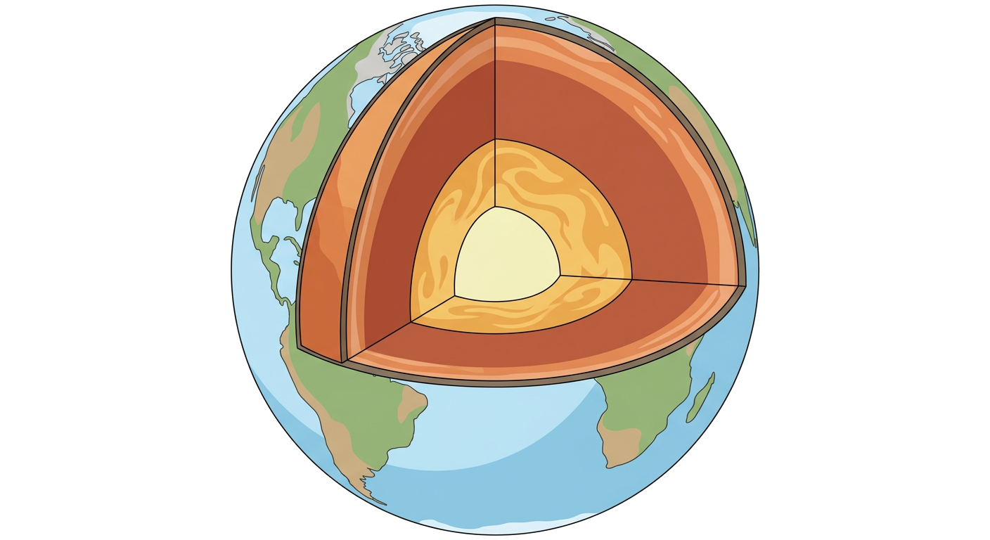 Cross-section of Earth showing its layers
