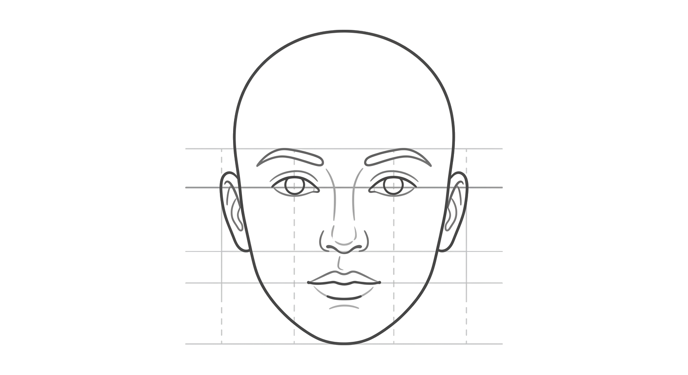 Front view of a human face with numbered labels.