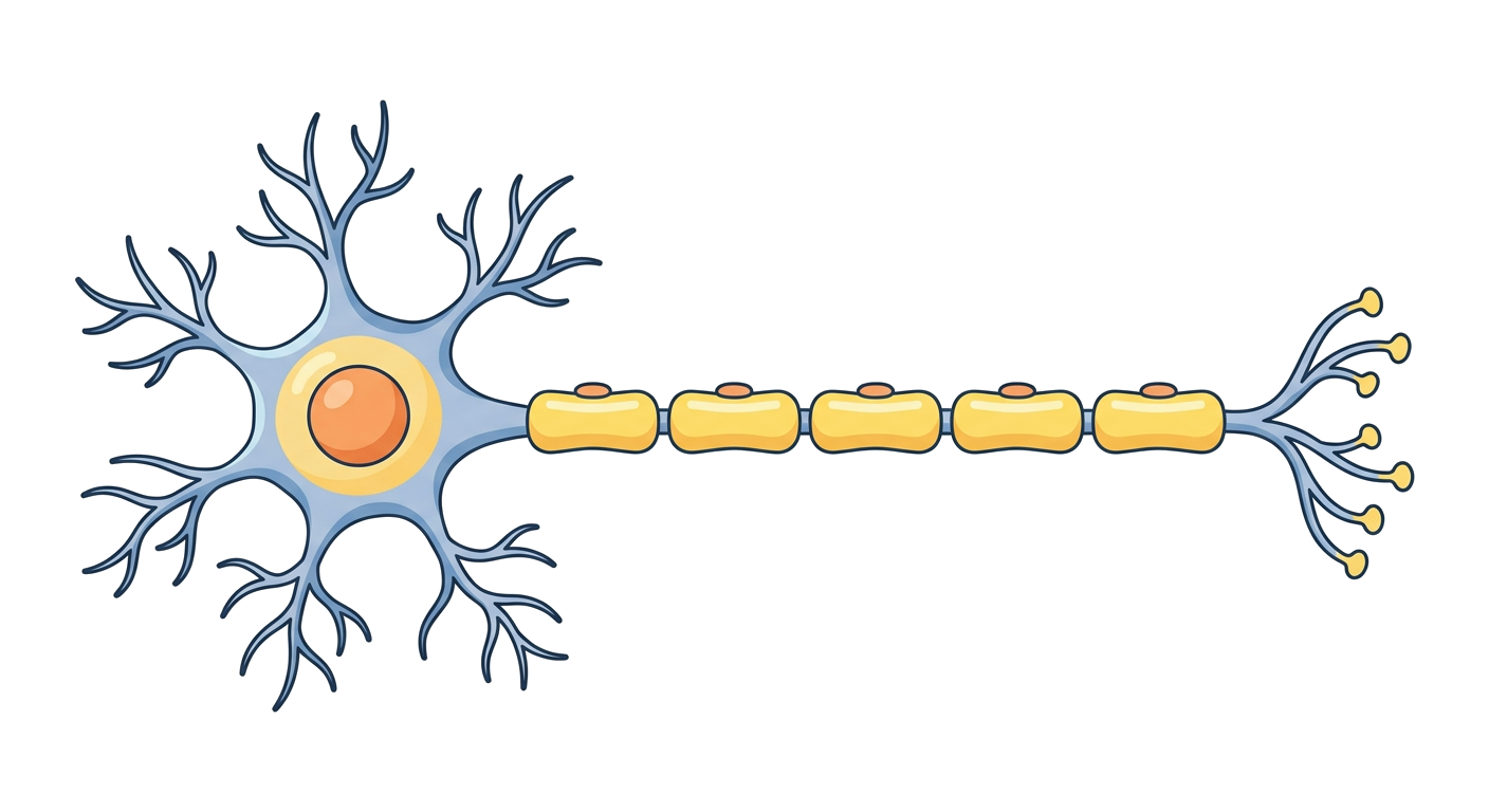Diagram of a neuron showing its parts