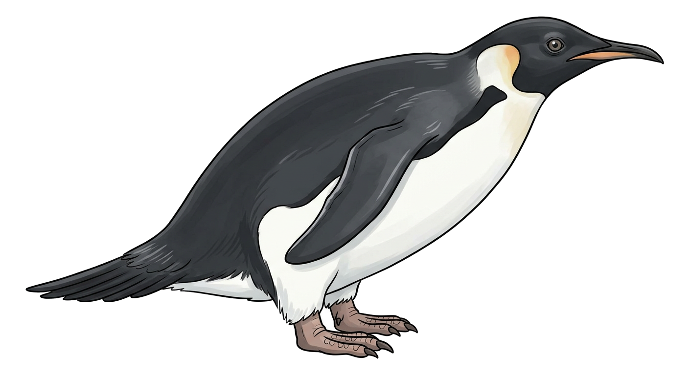 A cartoon penguin standing