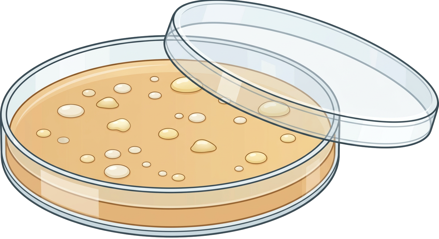 Petri dish with bacterial colonies