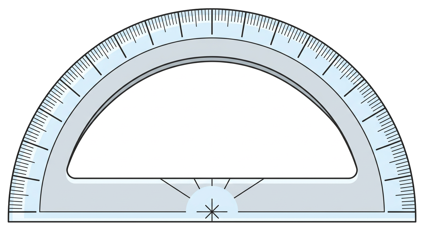 Protractor showing an angle