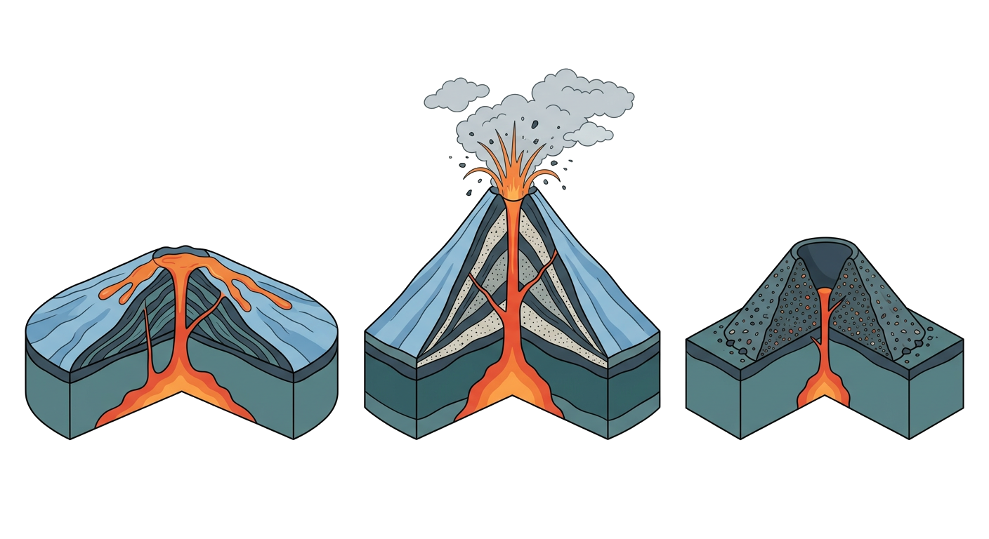 Different types of volcanoes