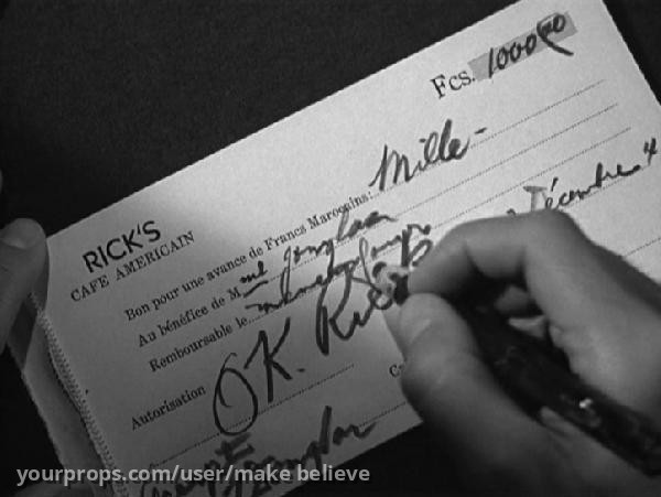 Cash advance form – Casablanca (1942) – image 2