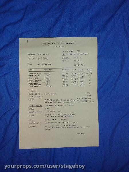 Call sheet No. 30 – Aliens (1986) – image 1
