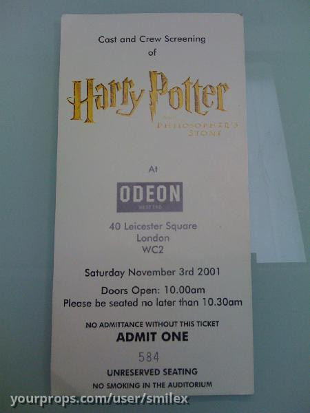 The Philosophers Stone Cast & Crew Screening Pass – Harry Potter and the Sorcerer's Stone (2001) – image 2