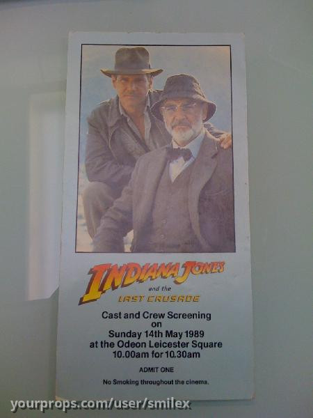 Indianna Jones and the Last Crusade Cast & Crew Screening Pass – Indiana Jones and the Last Crusade (1989) – image 1