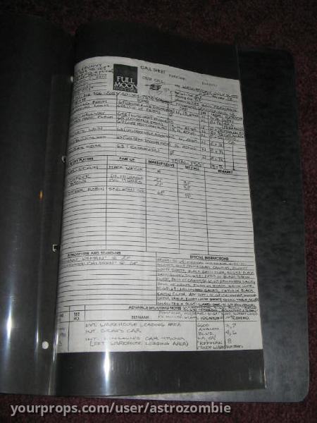 Call Sheet – Demonic Toys (1992) – image 1