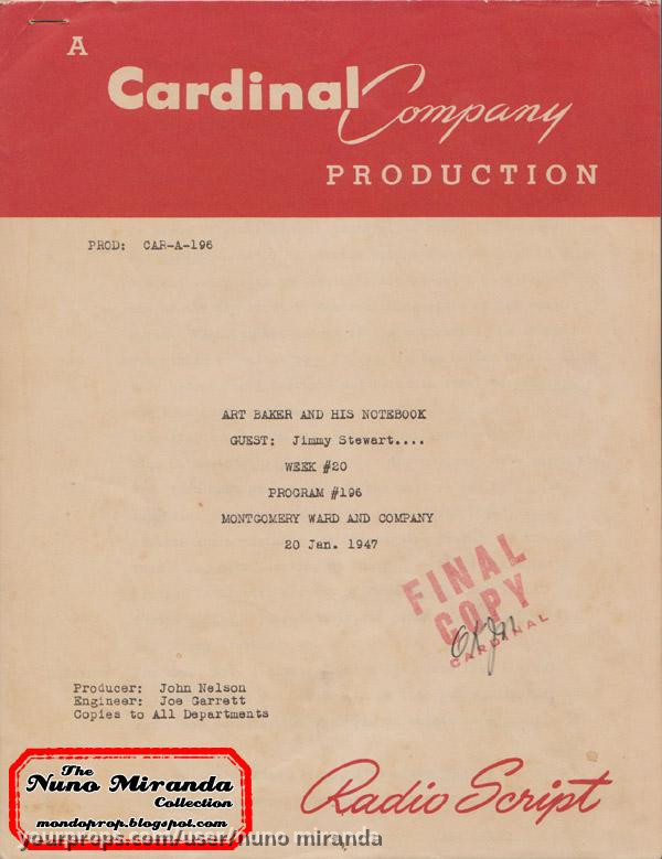 Jimmy Stewart's radio script and autograph for "Art Baker's Notebook" – It's a Wonderful Life (1946) – image 3