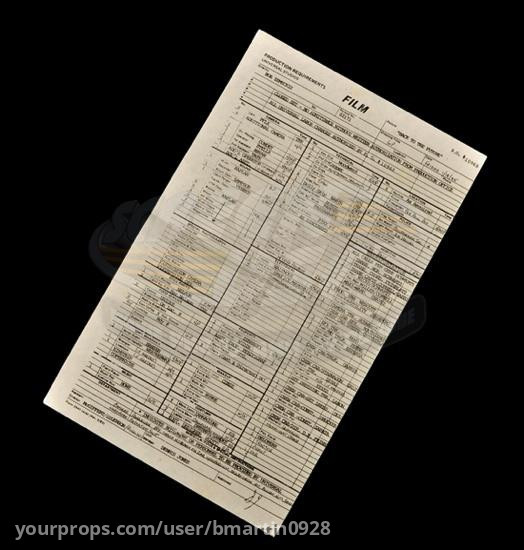 Call Sheet – Back to the Future (1985) – image 1