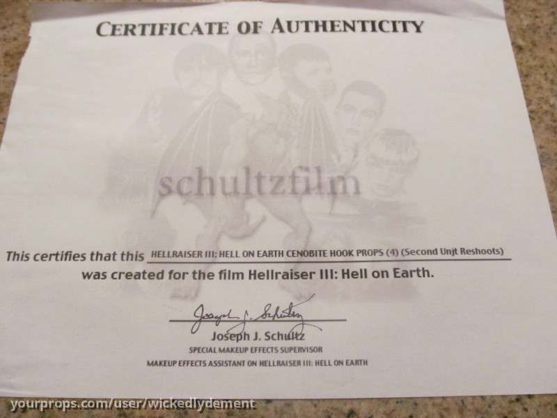 Original Screen Used Prop Set (3) Hellraiser III – Hellraiser III: Hell on Earth (1992) – image 1