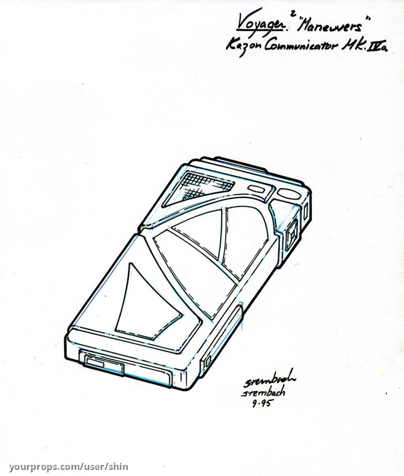 Miscellaneous "Maneuvers" Kazon Communicator ORIGINAL Sketch – Star Trek: Voyager (1995) – image 1