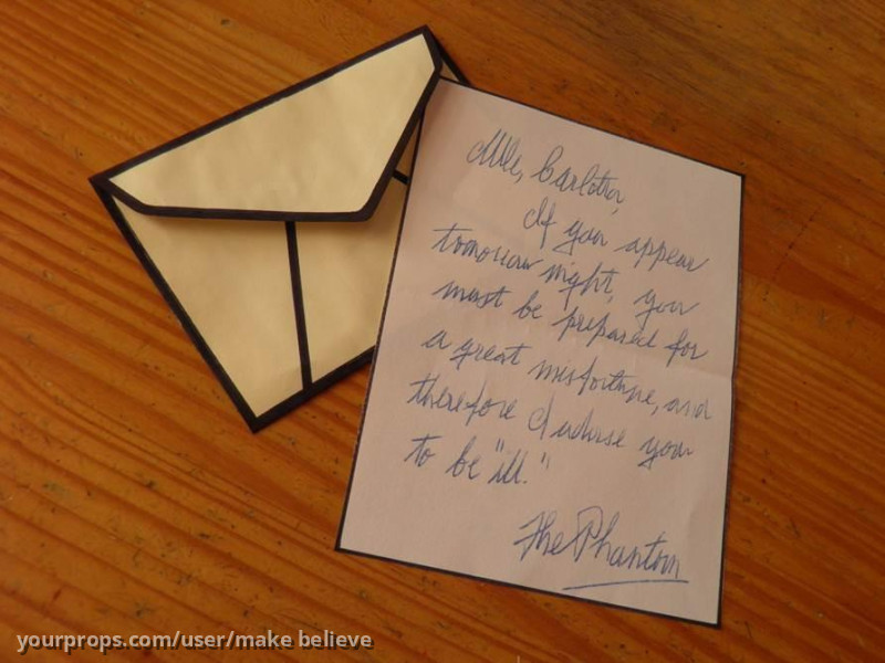 Phantom's second letter and envelope to Mlle. Carlotta replica – The Phantom of the Opera (1925) – image 1