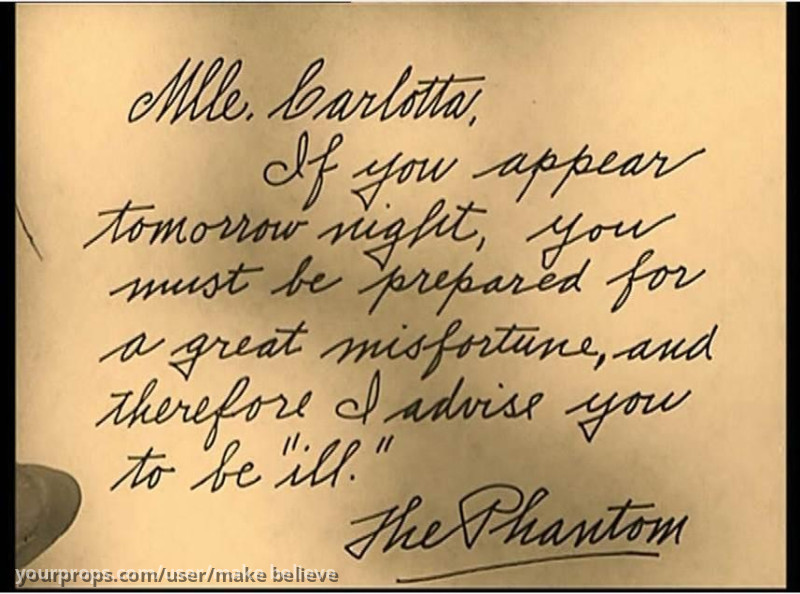 Phantom's second letter and envelope to Mlle. Carlotta replica – The Phantom of the Opera (1925) – image 3