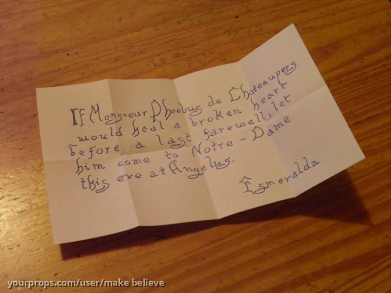 Esmeralda's letter to Phoebus replica – The Hunchback of Notre Dame (1923) – image 1
