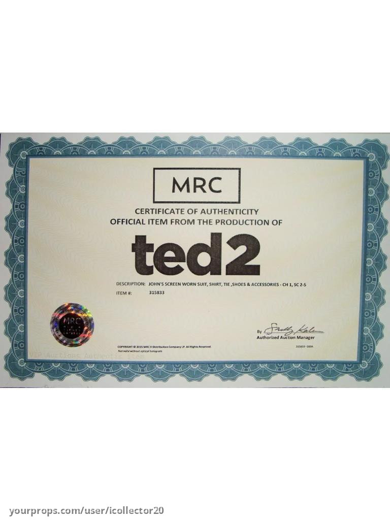 Mark Wahlberg Screen Worn Wedding Tuxedo Ver Wang w/ shoes, bowtie, Cumberbund, cufflinks, COA – Ted 2 (2015) – image 2