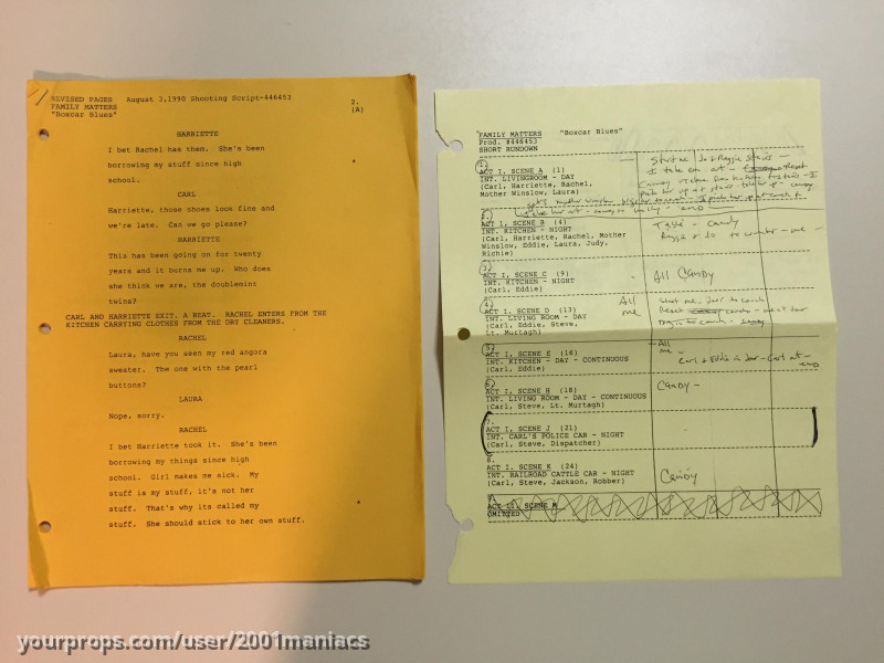 "Boxcar Blues" Script – Family Matters (1989) – image 2