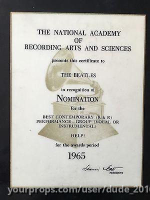 Grammy nomination plaque – The Beatles: Eight Days a Week - The Touring Years (2016) – image 1