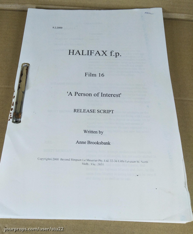 Production Script "A Person Of Interest" – Halifax f.p. (1994) – image 1