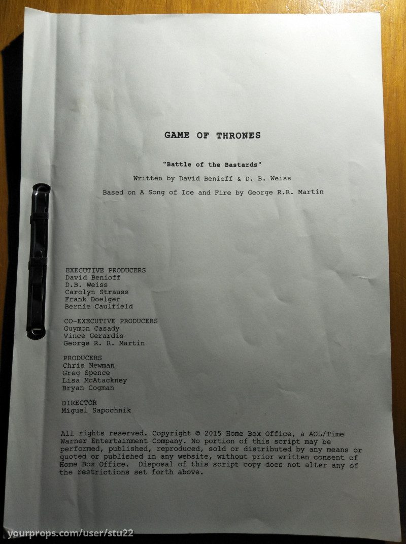 Production Script – Game of Thrones (2011) – image 1