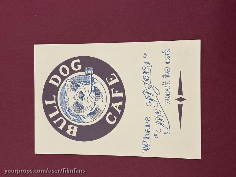 Prop menu from “The Bulldog Cafe” with PropStore COA – The Rocketeer (1991) – image 1