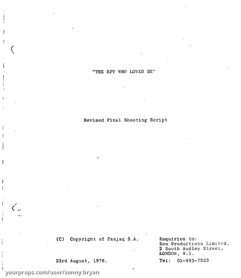 Shooting Script Dated 08/23/76 – The Spy Who Loved Me (1977) – image 1