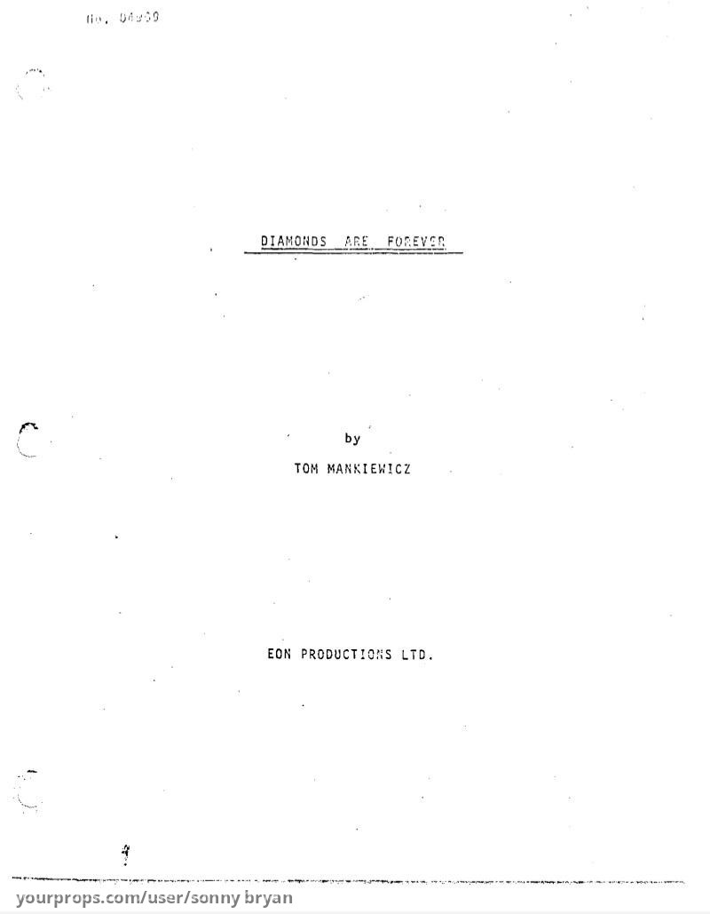 First Draft Script – Diamonds Are Forever (1971) – image 1