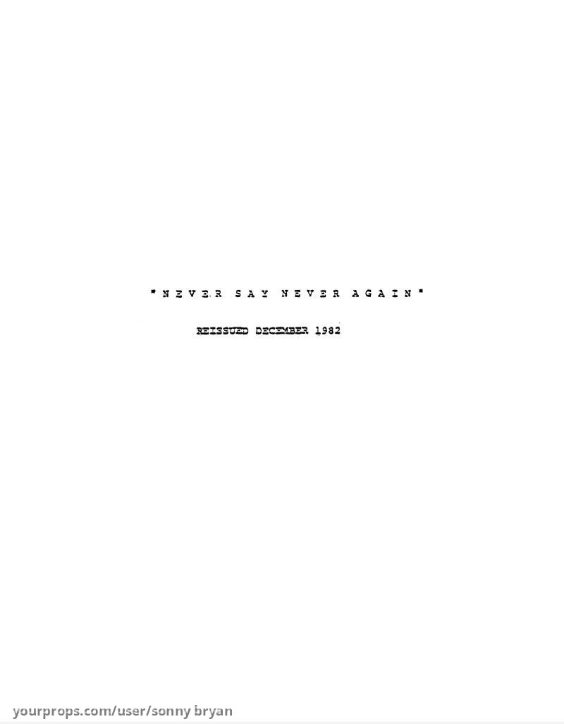 Script Dated 12/82 – Never Say Never Again (1983) – image 1