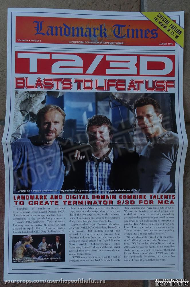 Landmark Times August 1996 Terminator 2 3D Universal Studios Florida – T2 3-D: Battle Across Time (1996) – image 1