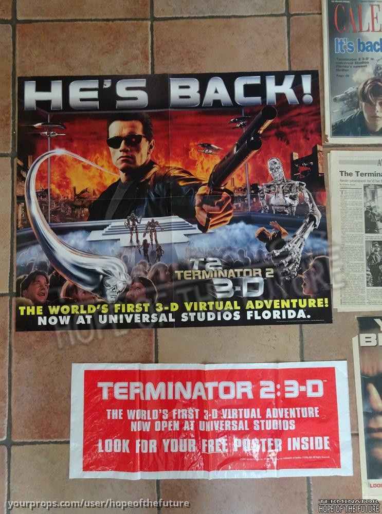 Terminator 2 3D opening newspapers and poster Universal Studios Florida – T2 3-D: Battle Across Time (1996) – image 2