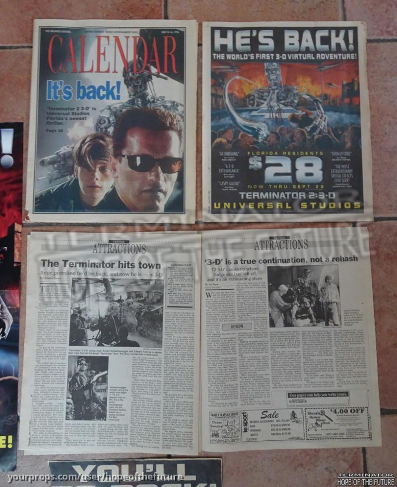 Terminator 2 3D opening newspapers and poster Universal Studios Florida – T2 3-D: Battle Across Time (1996) – image 4