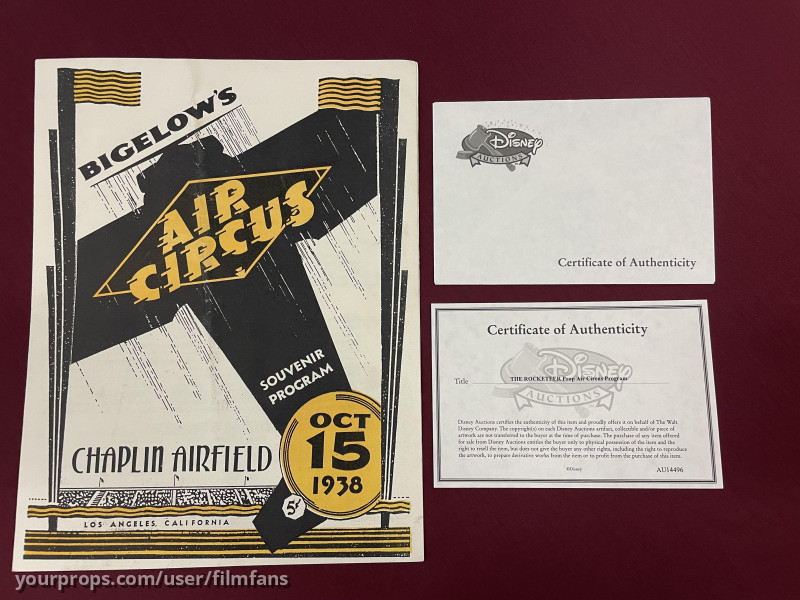 Prop “Bigelow’s Air Circus” Program, Disney COA – The Rocketeer (1991) – image 3