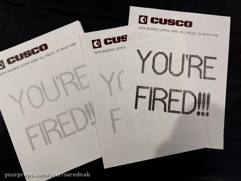 You are fired sheet – Back to the Future Part II (1989) – image 1
