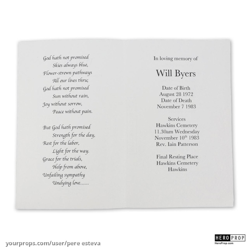 Will Byers Funeral Program – Stranger Things (2010) – image 2