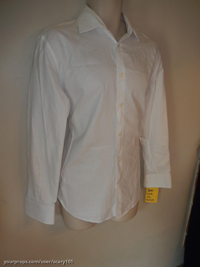 Johnny Depps dress shirt and blue sweater with bullet hole – Transcendence (2014) – image 3