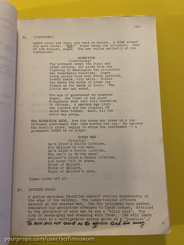 First Draft script – Logan's Run (1976) – image 5