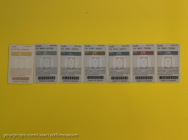 Mega City 1 credits prototypes – Dredd (2012) – image 1