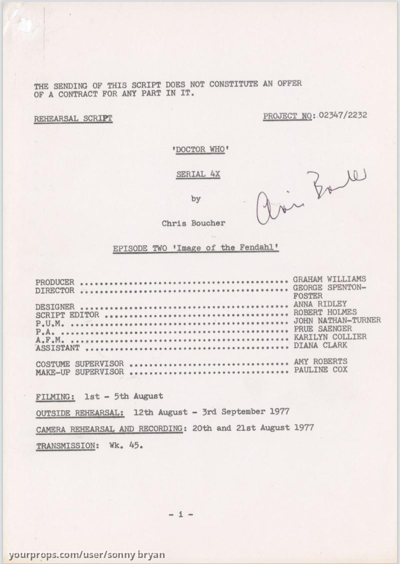 Image Of The Fendhal - Rehearsal Scripts - Episodes 1-4 – Doctor Who (1963) – image 2