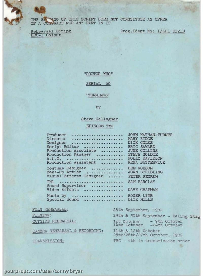 Terminus - Rehearsal Scripts - Episodes 1-4 – Doctor Who (1963) – image 2