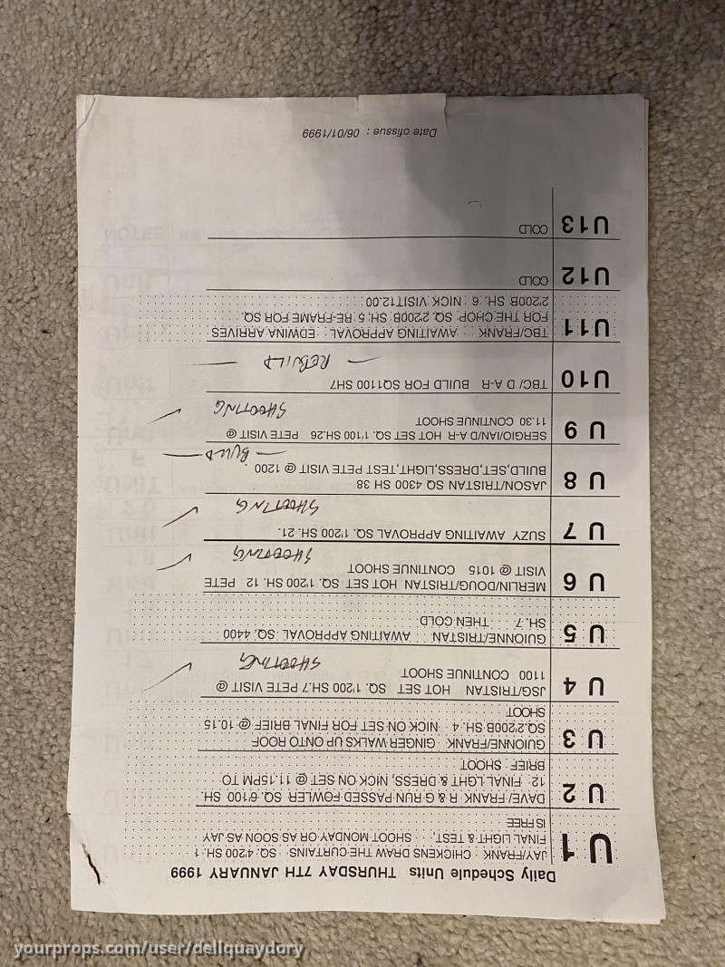 Original Daily Schedule Pack – Chicken Run (2000) – image 1