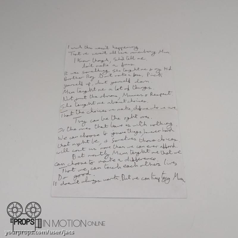 Alan\'s (Stephen Tompkinson) Ida Banks Funeral Speech Note – DCI Banks (2010) – image 1