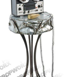 Baltar’s Microphone and Reel-to-reel Recorder on Metal Bar Stool – Battlestar Galactica (2003)