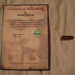 Bullet used in "Jeff's" gun – Saw III (2006)