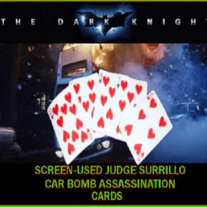 Original Screen-Used Judge Surrillo Car Bomb Cards – The Dark Knight (2008)